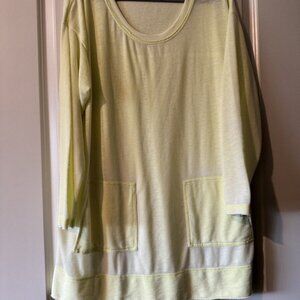 Soft Surroundings Neon Yellow Women's Tunic Top Cotton Blend Plus 1X 3/4 Sleeve